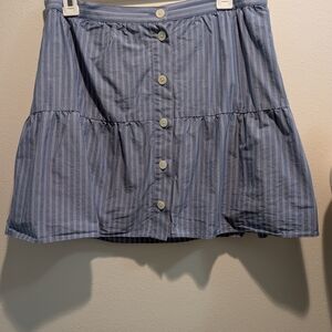 Madewell Blue Tiered Button Down Mini Skirt